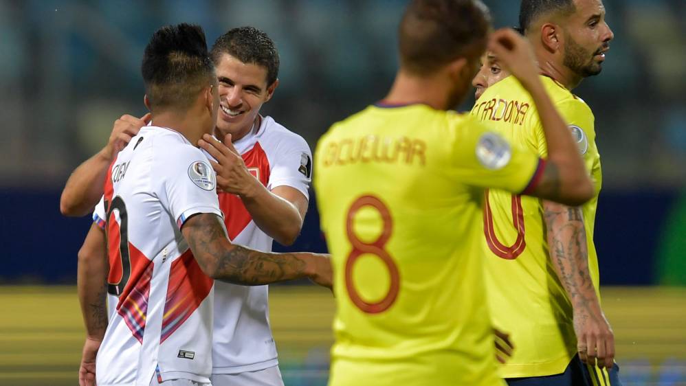 Colombia y Perú se enfrentaron por la tercera fecha de la fase de grupos de la Copa América. Foto: Getty