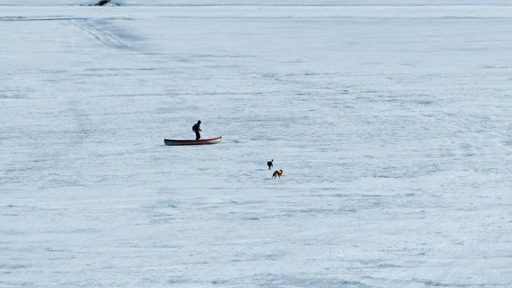 En Canadá las fuertes heladas congelaron El Gran Lago de los Esclavos Foto: AFP