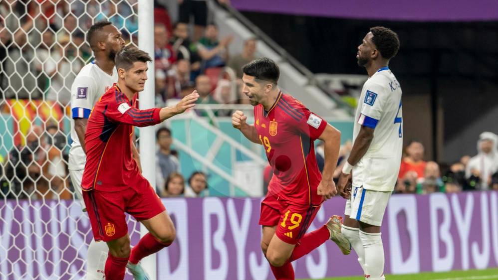 Dani Olmo (11’), Marco Asensio (21’), Fernan Torres (31’ y 54’) Gavi (74’), Carlos Soler (90’) y Álvaro Morata (90’+2) fueron los encargados de poner a celebrar a los europeos. FOTO: JUAN ANTONIO SÁNCHEZ