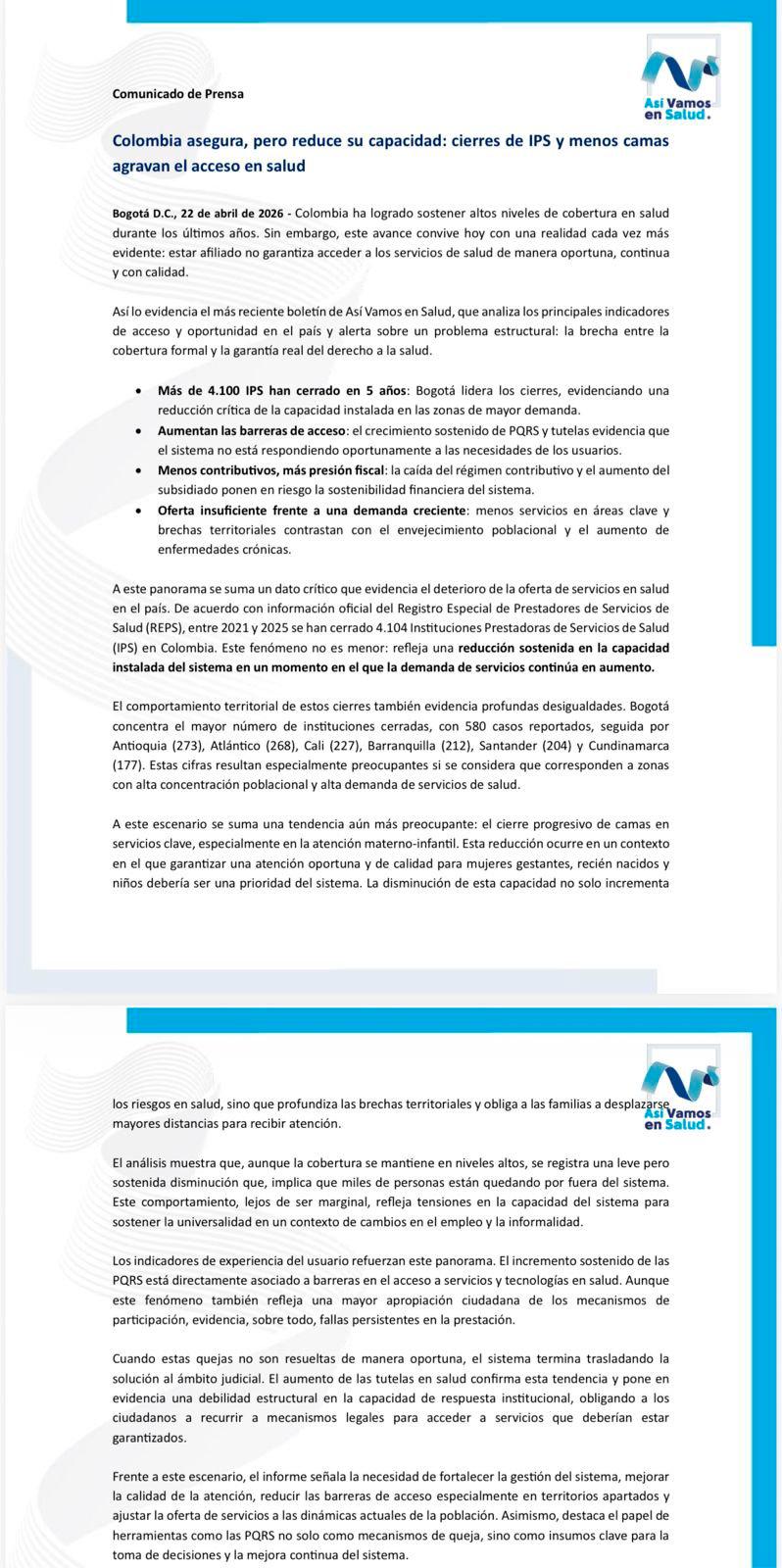 Gremio alerta que 4.100 hospitales y clínicas cerraron en los últimos cuatro años