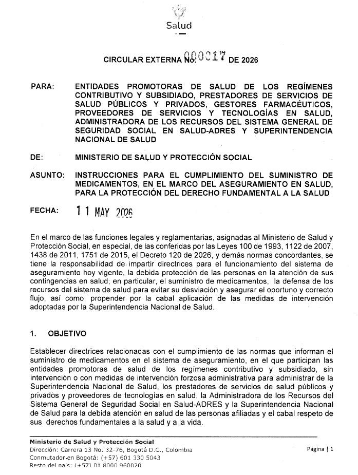 MinSalud sacó circular por falta de entrega de medicinas, pero no ataca lío de fondo