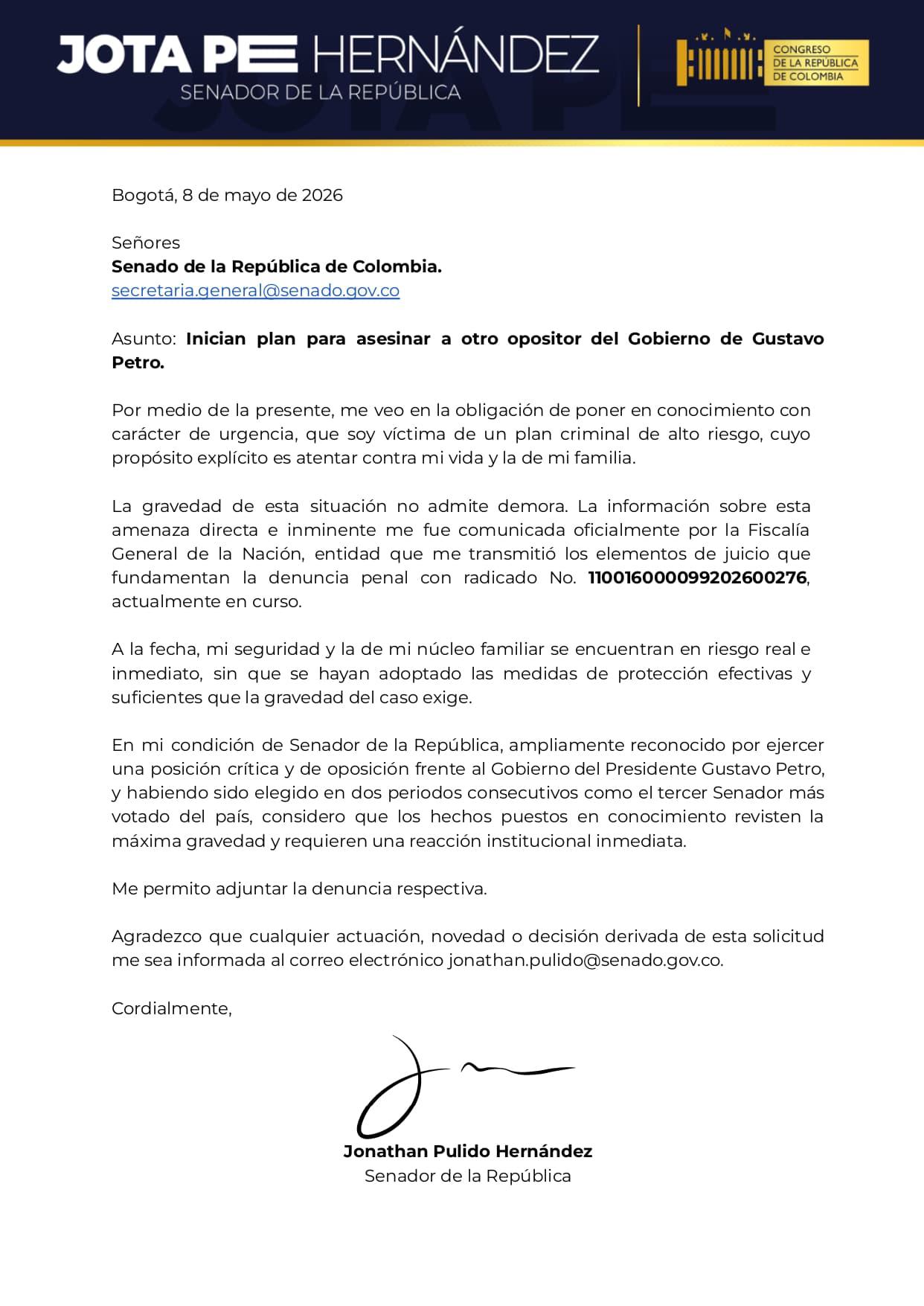 Jota Pe Hernández denuncia supuesto plan para asesinarlo junto a su familia: “riesgo real e inmediato”