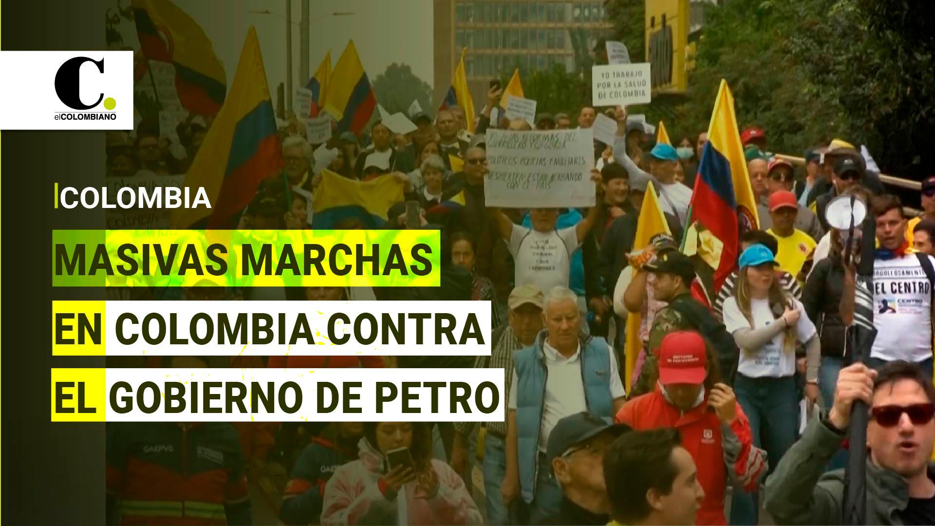 Multitudinarias marchas en Colombia en contra del gobierno de Petro