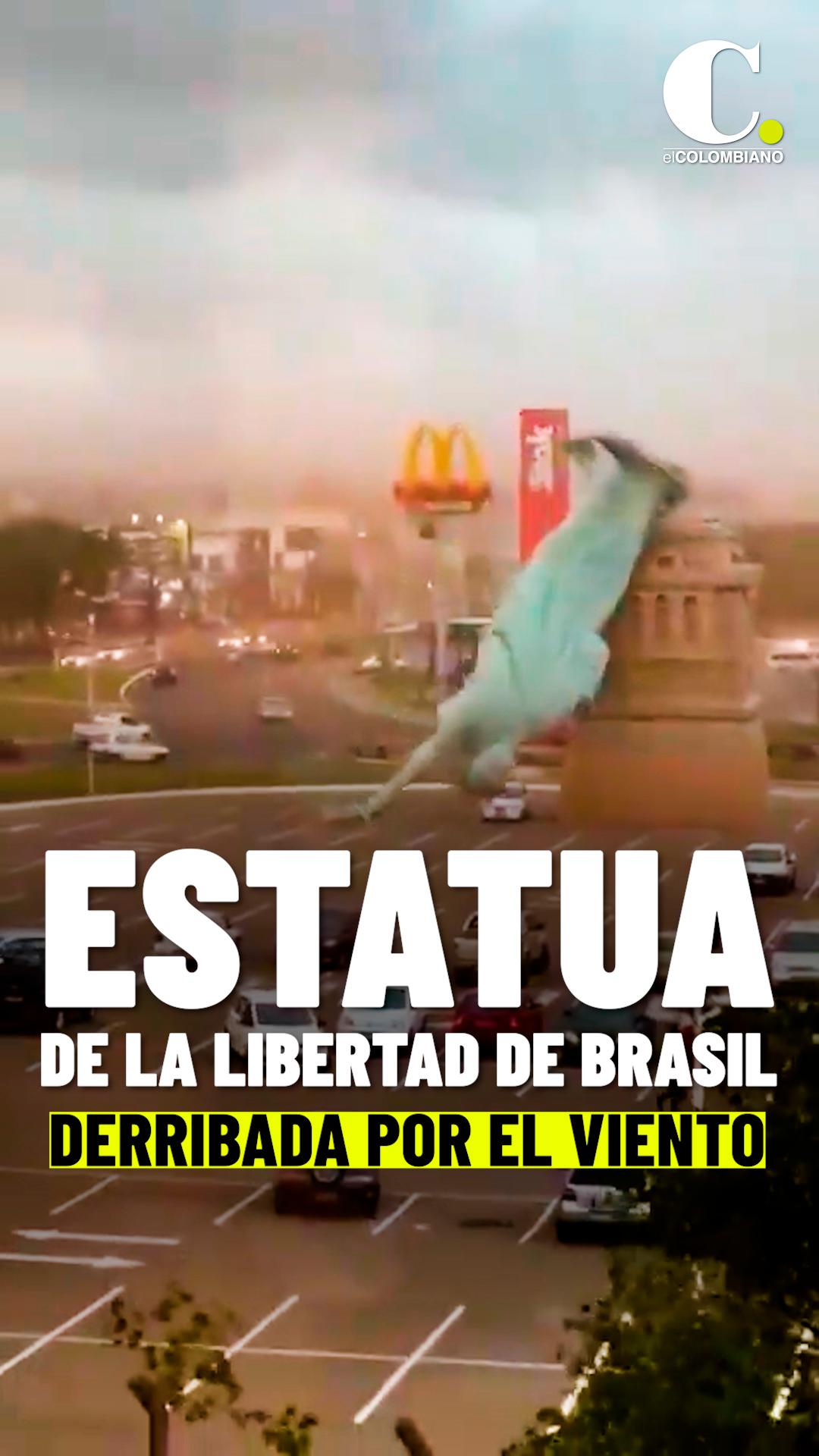 Derrumbe de la Estatua de la Libertad en Brasil por vientos extremos