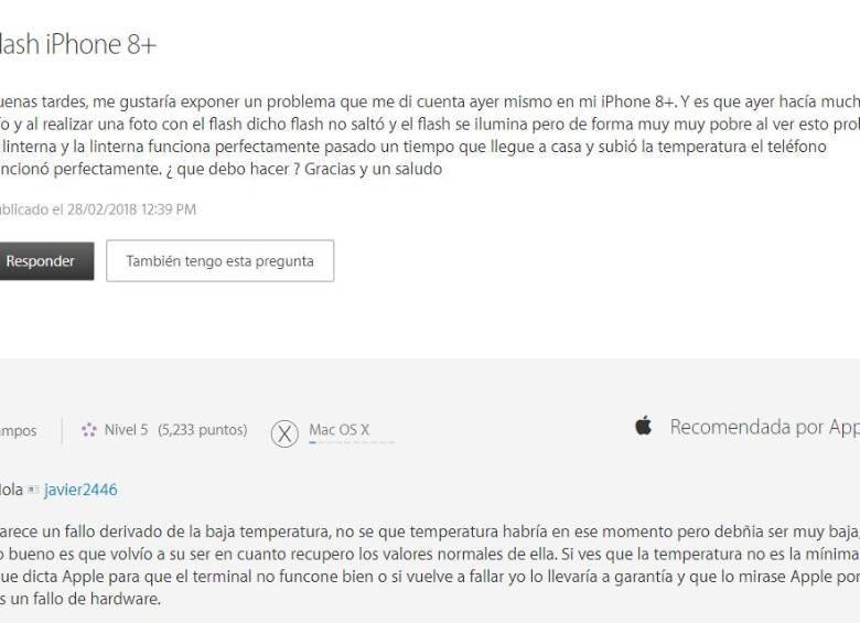 ¿Flash del iPhone 8 y X deja de funcionar cuando hace frío?