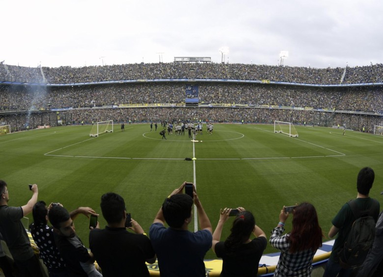 Así se vió la Bombonera durante la práctica de Boca Juniors este jueves. FOTO AFP