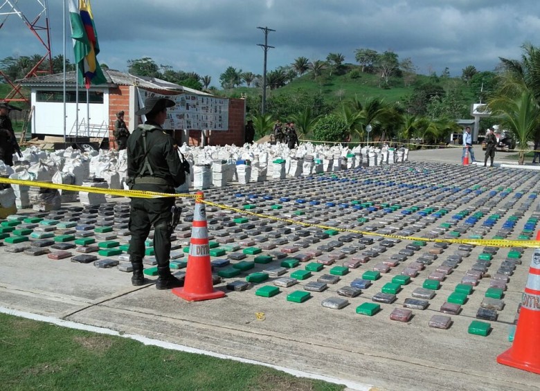 Así fue presentada por la Policía la histórica incautación de cocaína en Urabá. FOTO: Cortesía de la Policía.