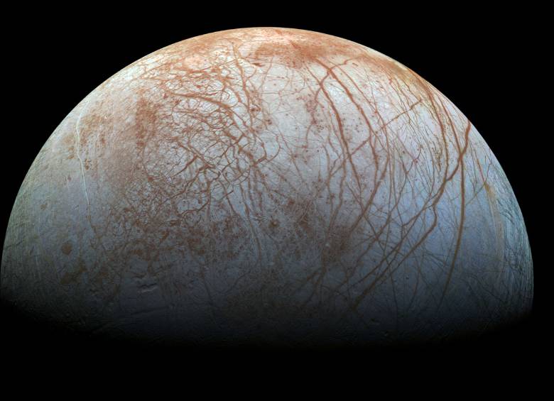 Así se vería la corteza de hielo de Europa. FOTO Nasa