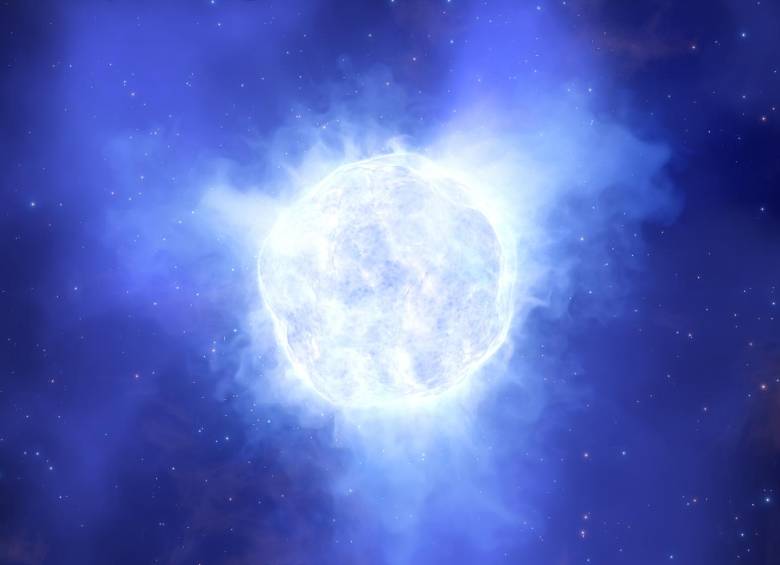 Esta ilustración muestra cómo podría haber sido la estrella variable azul luminosa de la galaxia enana Kinman antes de su misteriosa desaparición. ILUSTRACIÓN ESO/L. Calçada