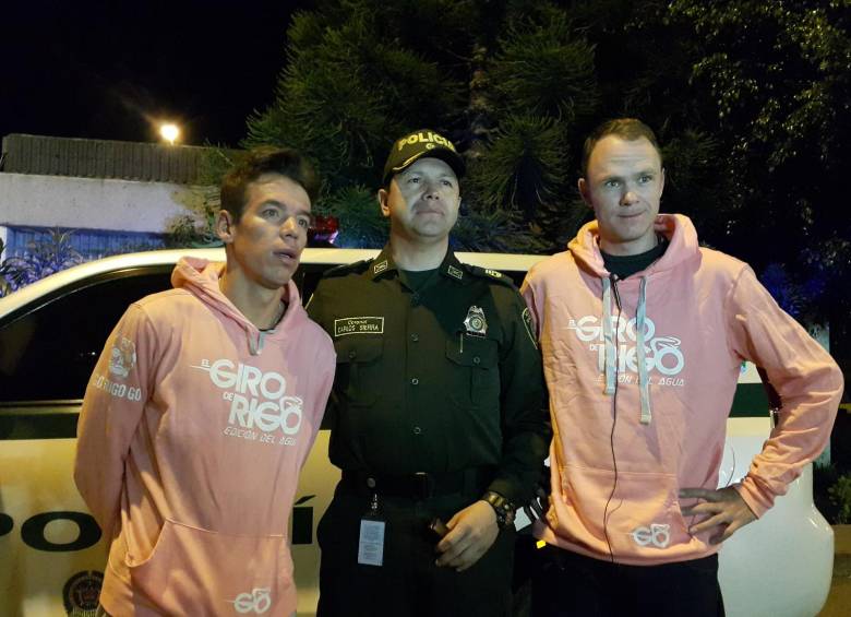 “¡Fantástico!” dijo Froome al llegar a Rionegro; lo hizo en compañía de Rigo