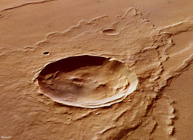Cráter de impacto Melas Dorsa, en la superficie marciana. Foto ESA