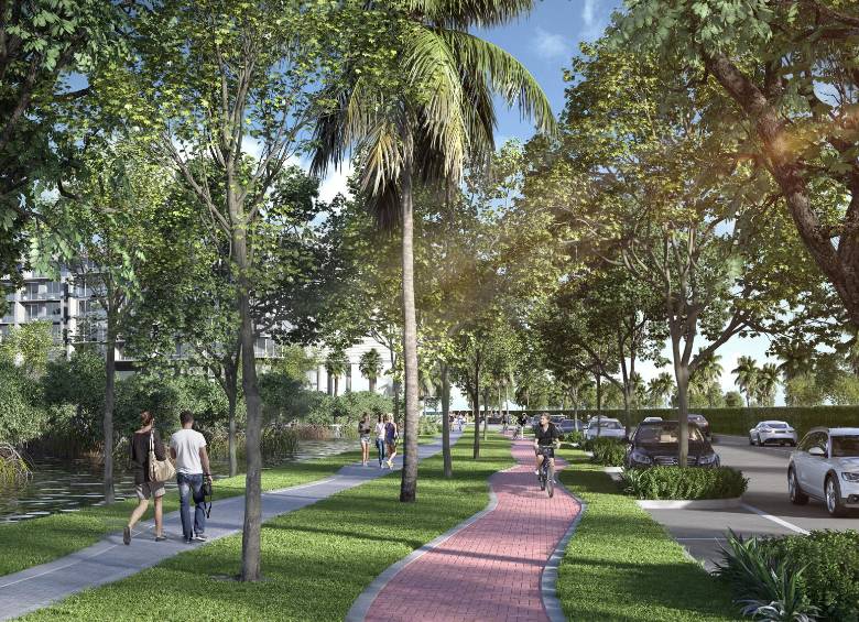 Vía Murallas, que da acceso a los condominios morros en Serena del Mar. FOTO CORTESÍA 