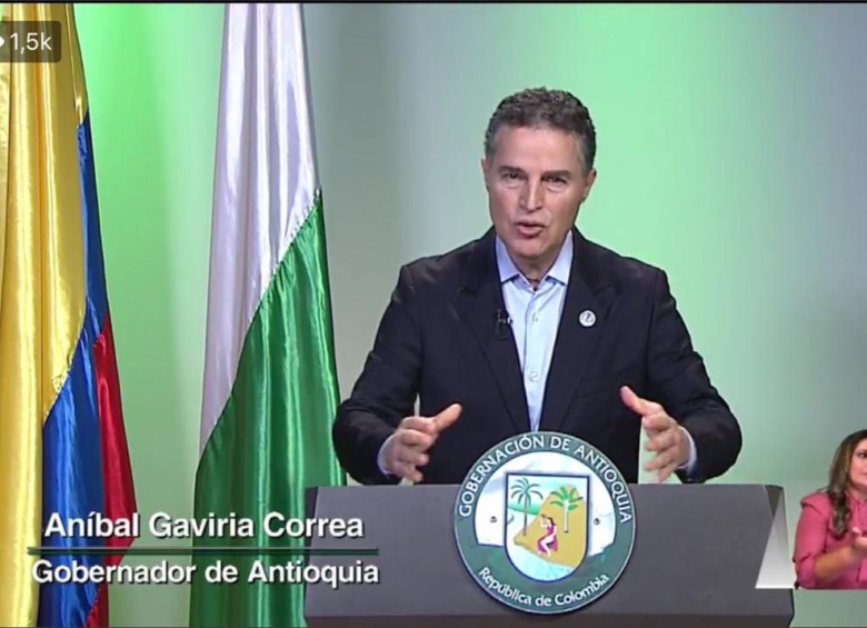 Con una alocución de casi 15 minutos Aníbal Gaviria anunció el regreso a sus funciones como gobernador de Antioquia. Foto tomada de Twitter de la Gobernación de Antioquia