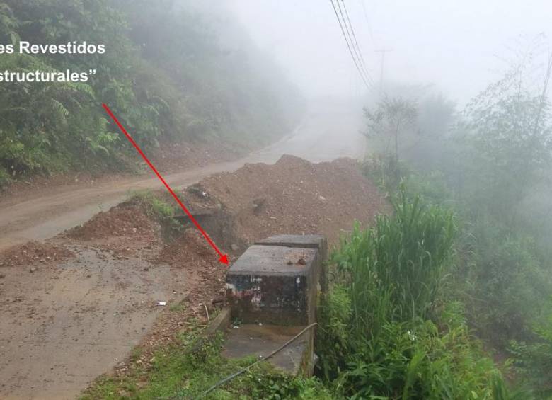 Este es el estado actual de la vía que comunica a San José del Palmar con Cartago. FOTO CORTESÍA ALCALDÍA