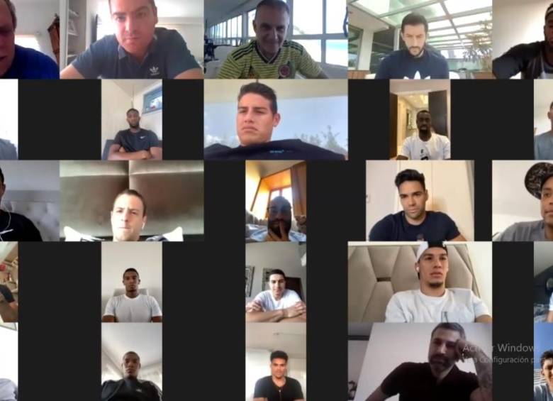 Imágenes de la reunión virtual que sostuvo la Selección Colombia. FOTO CORTESÍA FCF