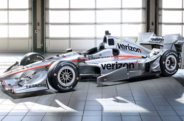 Carro en el que correrá Juan Pablo Montoya esta temporada. Siempre con el número 2 y con el patrocinio de Verizon. Montoya ganó el año pasado en San Petersburgo. FOTO cortesía Team Penske 