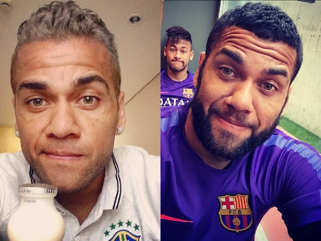El brasileño Daniel Alves nos tiene acostumbrados a lucir diferentes apariencias, el pelo tinturado de rubio platinado, calvo, con barba o sin ella. FOTOS Instagram Dani Alves