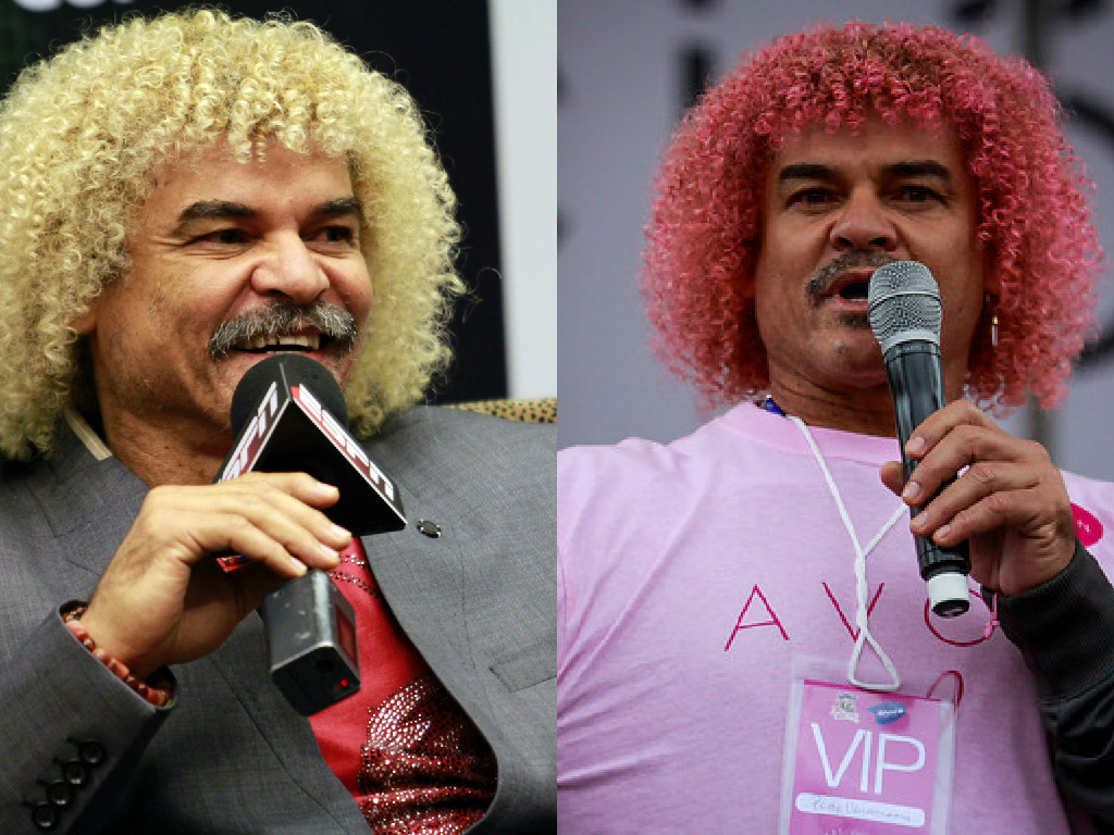 Carlos El Pibe Valderrama se tinturó el cabello de rosado para apoyar una campaña por la prevención del cáncer de seno. FOTOS Archivo