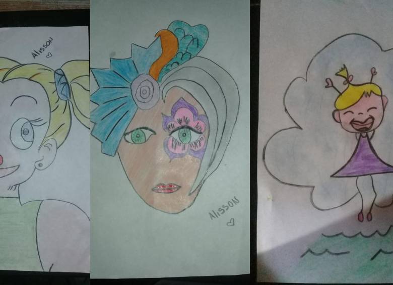 Estos son algunos de los dibujos que hace Alisson. FOTO CORTESÍA