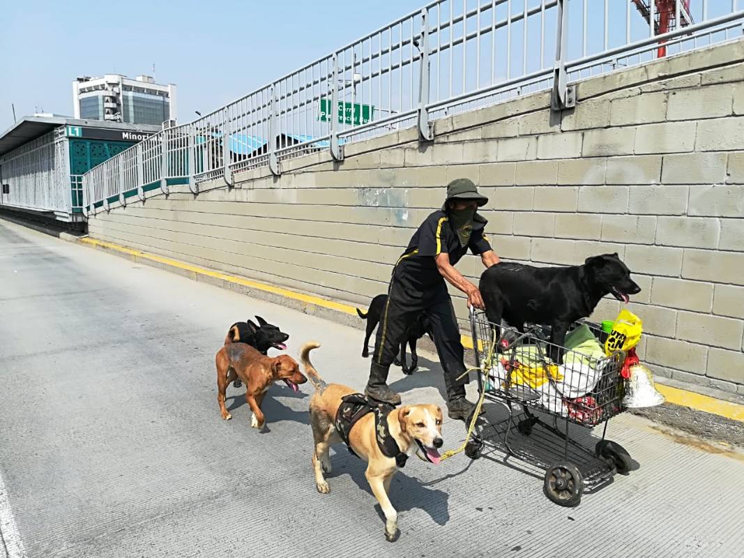 Reciclador por la avenida Ferrocarril con La Minorista. FOTO MANUEL SALDARRIAGA
