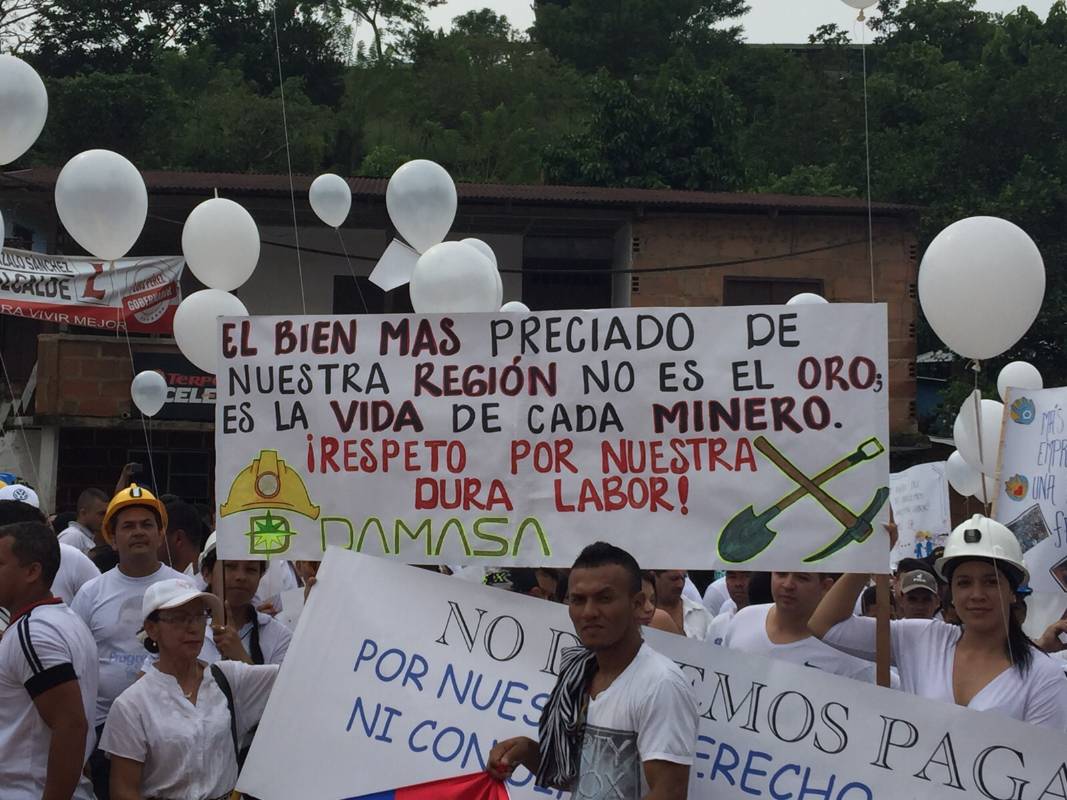 Respeto por la vida es lo que piden los mineros de Segovia. FOTO CORTESÍA