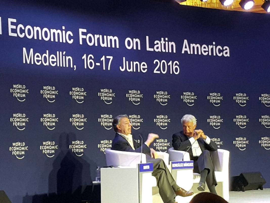 El Foro Económico Mundial, capítulo América Latina, se desarrolla entre el 16 y el 17 de junio en el hotel Intercontinental de Medellín. FOTO MANUEL SALDARRIAGA