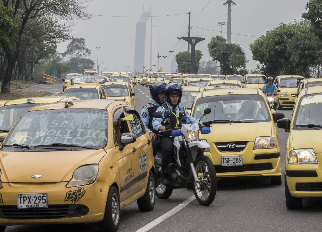 Jhon Fredy Escudero, vocero de Taxistas Unidos, destacó que la marcha transcurrió en completa normalidad acompañados por personal de Derechos Humanos, Secretaría de Tránsito y la Policía Nacional. FOTO RÓBINSON SÁENZ
