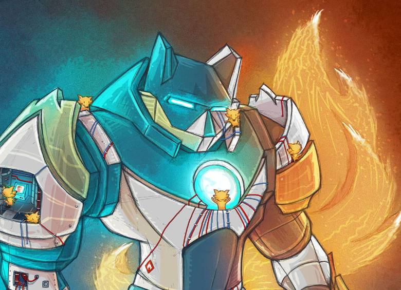 Una ilustración de Mozilla de un traje llamado Mark 57, que representa a su navegador Firefox Quantum (también conocido como Firefox 57). Ilustración: Mozilla