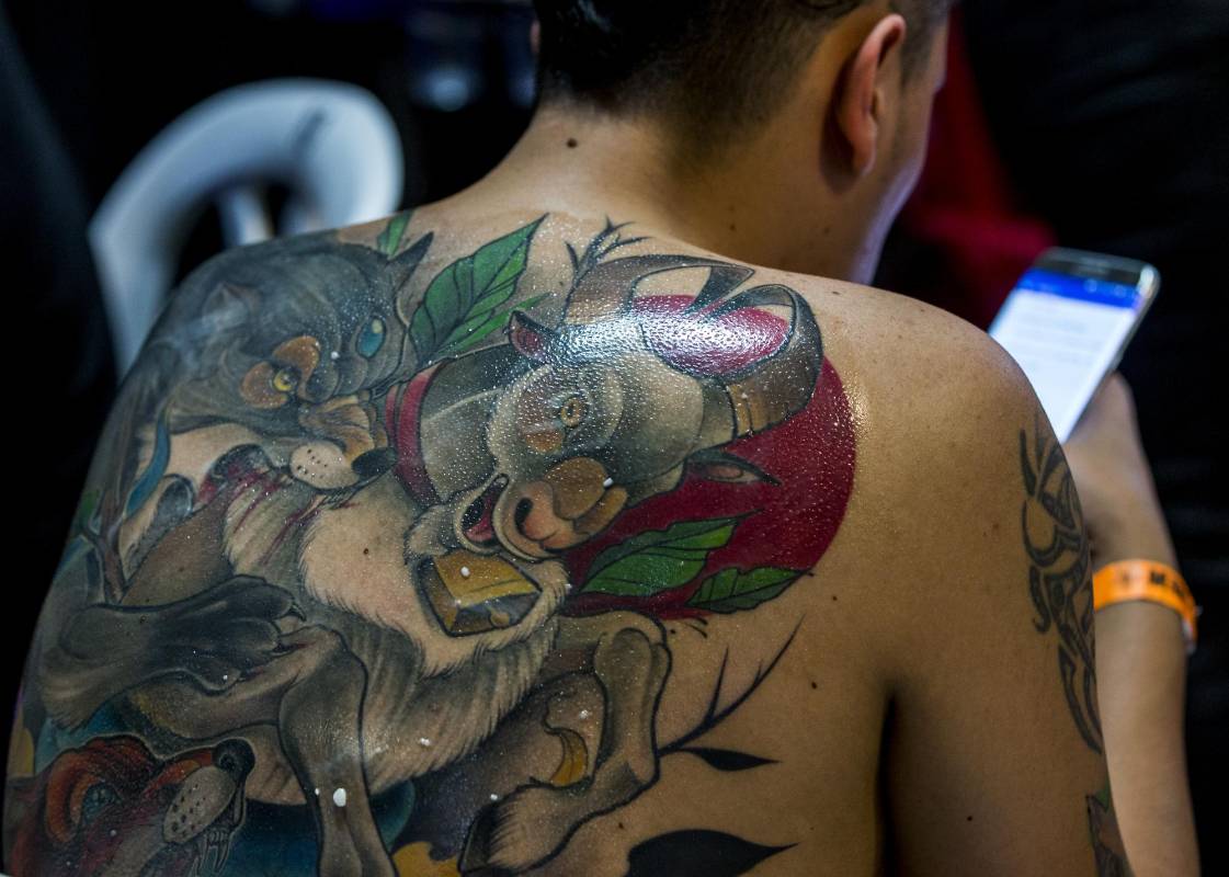 Spiderman,un rostro animal, y una variedad de imágenes sobresalían en Expotatuajes. Foto: JAIME PÉREZ MUNEVAR