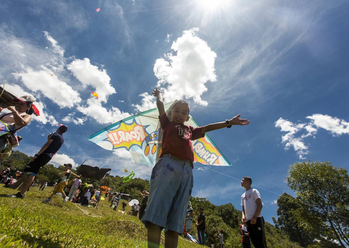 DAdemás de disfrutar los vientos de agosto volando cometas, quienes se convocaron en Buga pudieron apreciar la creatividad en el aire. FOTO: CAMILO SUÁREZ.