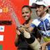 - El ganador de la quinta etapa fue el joven australiano Michael Matthews, quien celebra.