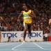 Reuters - Usain Bolt de Jamaica (Centro) compitió en los 200 metros en el Campeonato del Mundo de Atletismo de Daegu, Corea del Sur.