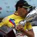 Foto: Julio C&#233;sar Herrera - El ciclista espa&#241;ol &#211;scar Sevilla, gan&#243; por segundo a&#241;o la Vuelta a Colombia que termino en Medell&#237;n con un circuito de 97.2 kil&#243;metros en el que se impuso Jairo Salas.