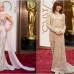 AP - Lady Gaga in Versace y la nominada Sally Hawkins in Valentino.