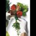 4. Flores y pines - Cortar y unir ramas de guirnaldas que no use para amarrar las poinsetias y los pines verdes.