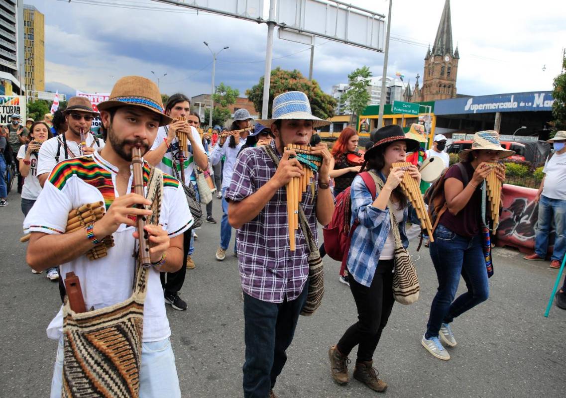 Marchas del 21 de octubre en Medellín. FOTO JUAN ANTONIO SÁNCHEZ