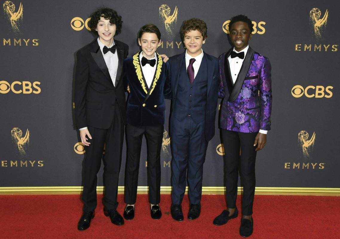 Finn Wolfhard, Noah Schnapp, Gaten Matarazzo y Caleb McLaughlin, de Stranger Things, encantaron con su dulzura. Foto: Afp.