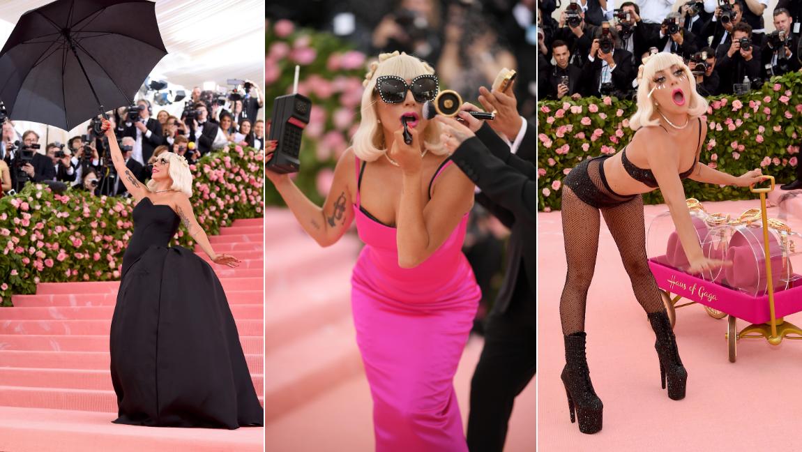 Lady Gaga se fue quitando la ropa para presentar varios momentos. FOTOS AFP
