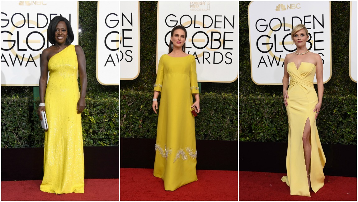 De amarillo llegaron Viola Davis (Michael Kors), Natalie Portman (Prada) y Reese Witherspoon (Versace). FOTOS AFP