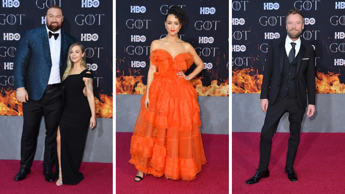El es La Montaña (Hafþor Julius Bjornsson) y su esposa Kelsey Henson, la actriz Nathalie Emmanuel (Missandei) y Richard Dormer (Beric Dondarrion). FOTOS AFP