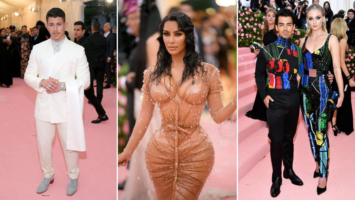 Nick Jonas, Kim Kardashian, Joe Jonas y Sophie Turner. FOTOS AFP