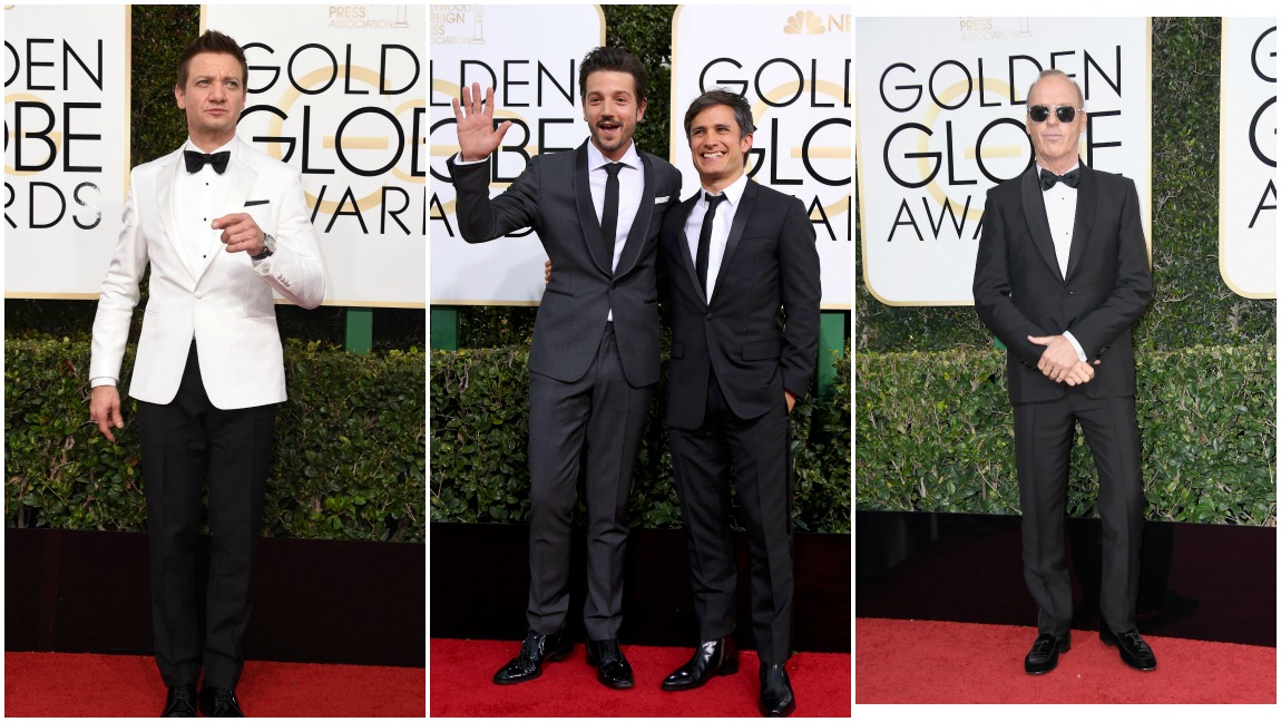 Los caballeros Jeremy Renner, Diego Luna, Gael García Bernal y Michael Keaton. FOTOS AFP y Reuters