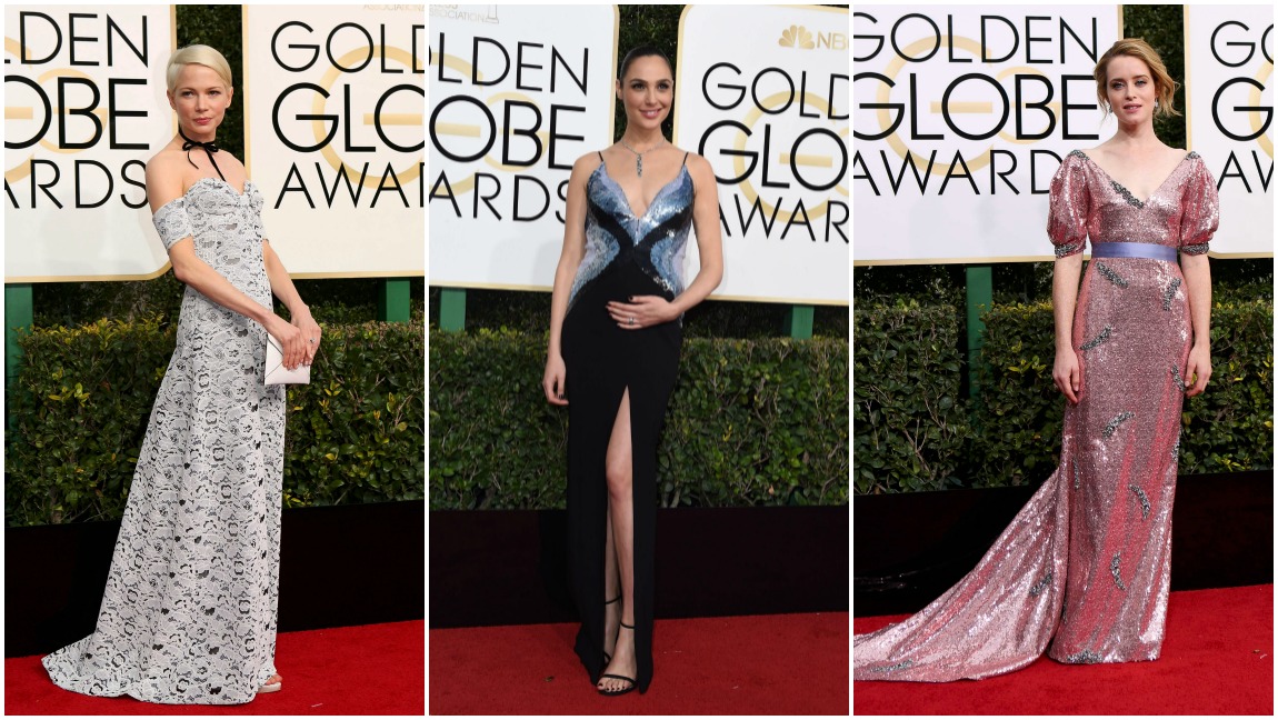 Michelle Williams, Gal Gadot y Claire Foy. FOTOS AFP Y Reuters