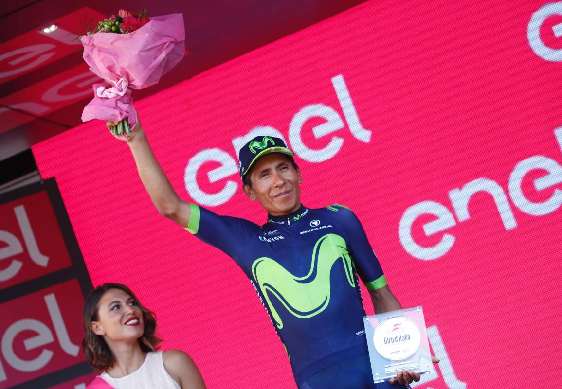 El boyacense Nairo Quintana logró su segundo podio en su segunda participación en el Giro. En 2014 fue campeón. FOTO AFP