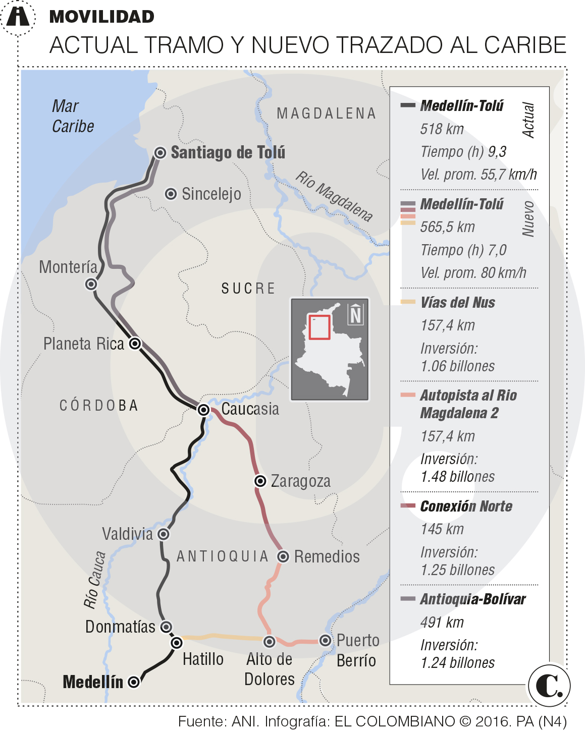 Viaje a costas de Córdoba y Sucre se hará en 7 horas