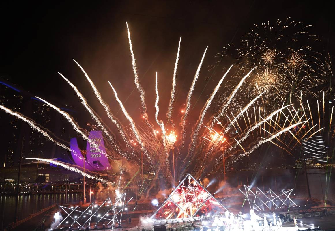 Juegos pirotécnicos en Singapur. FOTO EFE