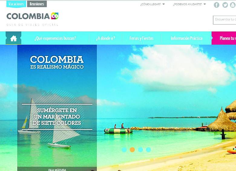 Con menos presupuesto en 2015, Procolombia centrará mucha de su promoción turística en el renovado portal www.colombia.travel. FOTO cortesía