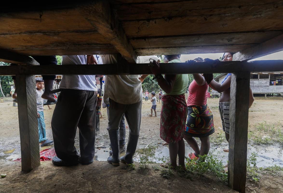 En el caserío de Chajeradó habitan 230 personas en 30 kioscos, una tienda y una escuelita de tres aulas. Foto: Manuel Saldarriaga Quintero