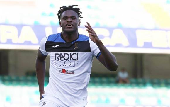 Zapata y su festejo frente al Hellas Verona. FOTO EFE