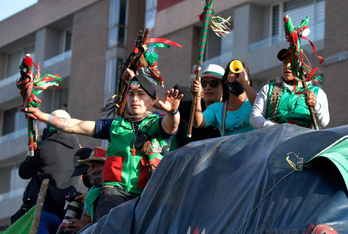 La Minga llegó desde el Domingo 18 de Octubre a la capital del país. Foto: AFP